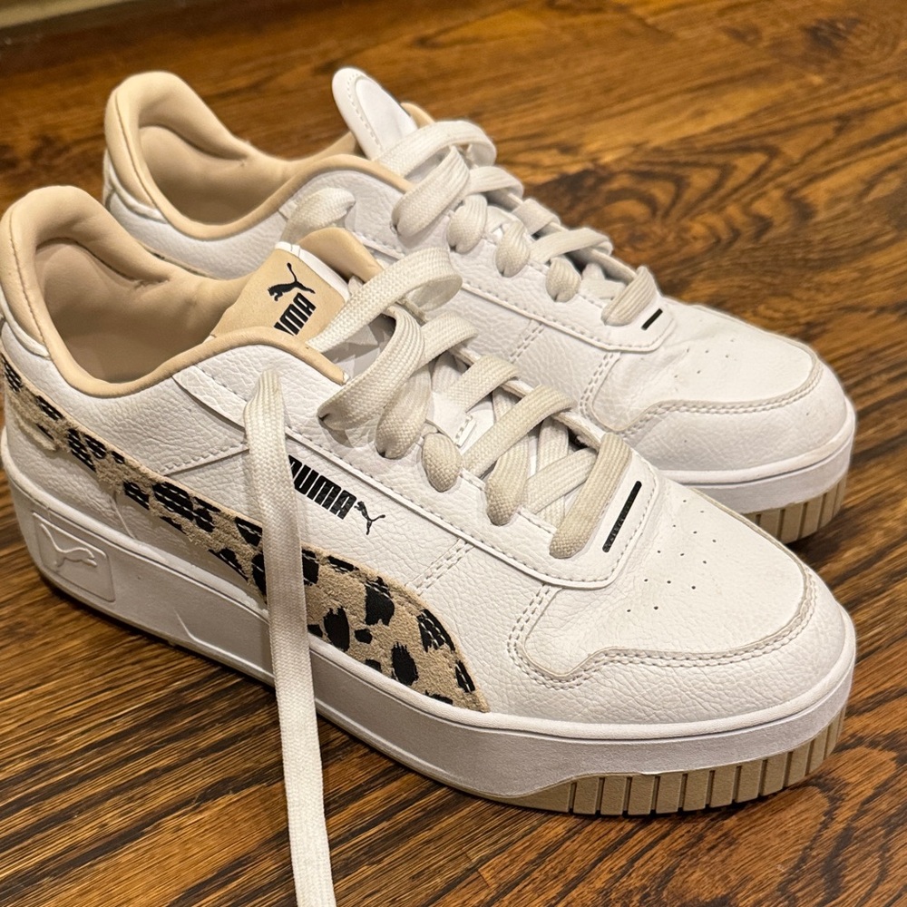 Puma White Sneakers with Leopard Print